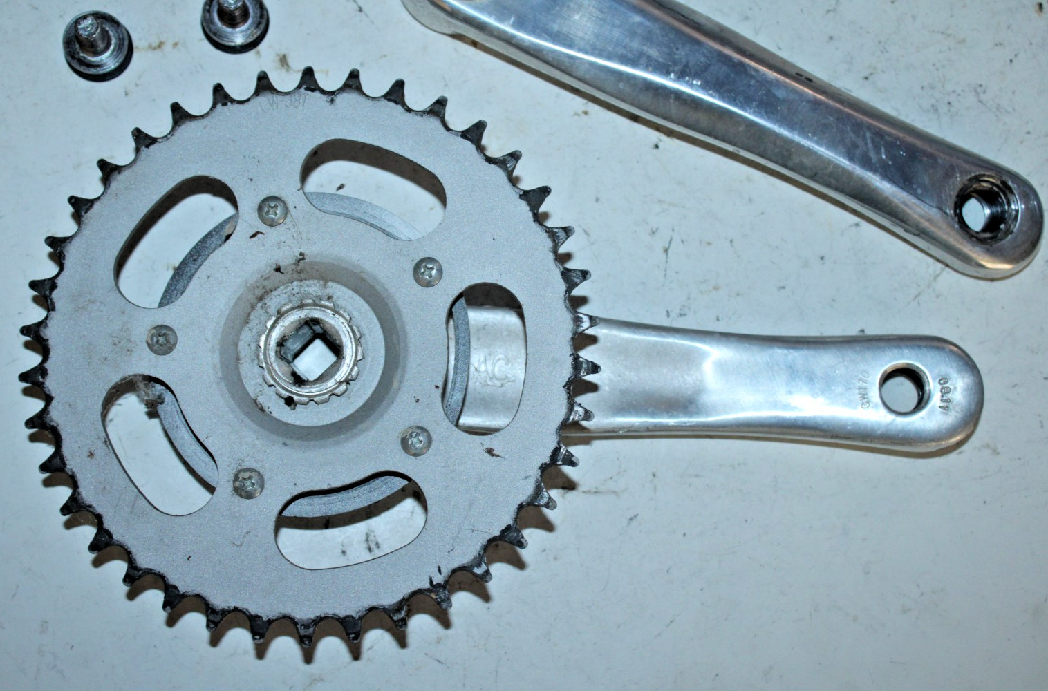 HDL A14 Single Speed Crankset 170mm 44t Silver MTB Track Hybride Fast US Shipper