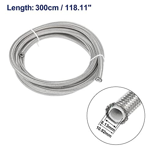 AN6 3/8″ 3 Meters Universal Braided PTFE Stainless Steel for E85 Car AN6 3m