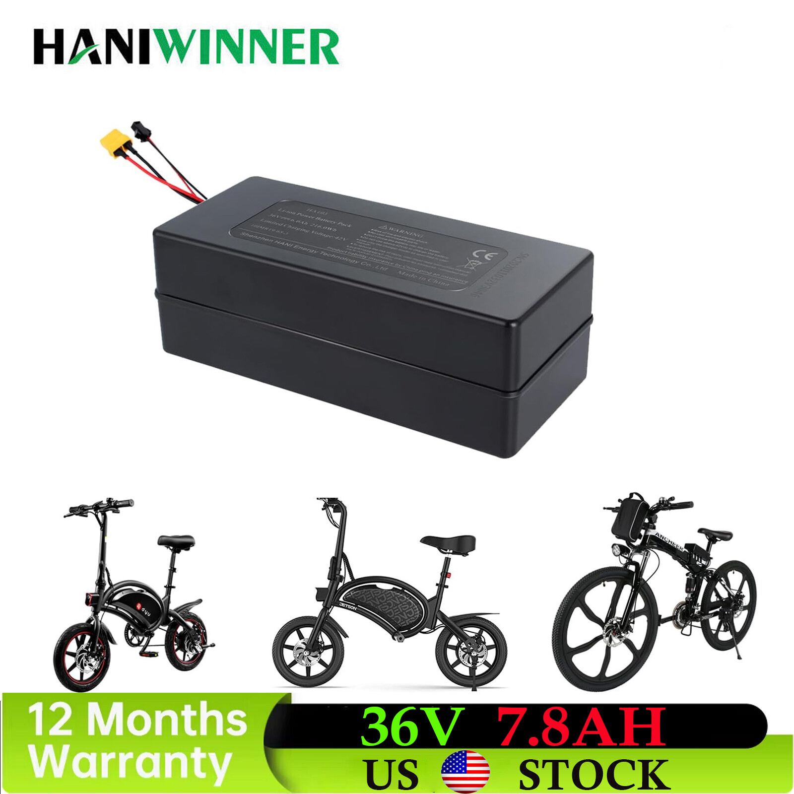 36V 7.8Ah Ebike Battery for 200W 250W Motor DYU / ANCHEER Electric Bike Bicycles
