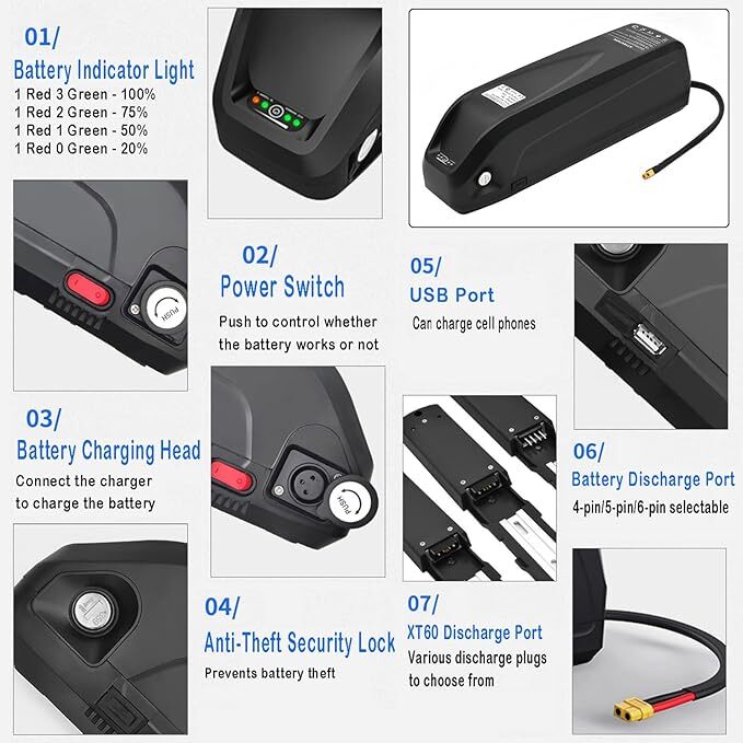 48V 52V 30AH Jumbo/New Hailong Battery for 0W-1500W Ebike Electric Bike 40A BMS