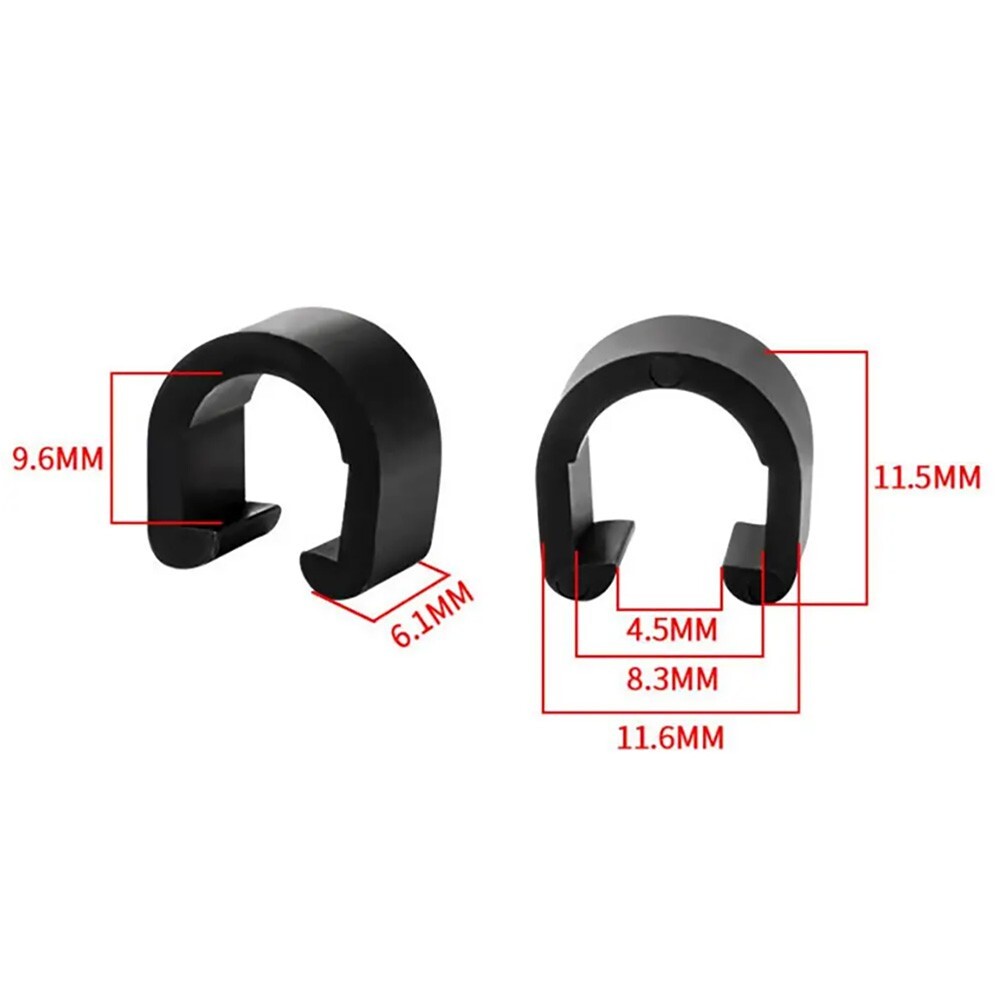 Bicycle Black Plastic C-Type Clips – Works w/ Shift & Brake Cable Housing – 10pk