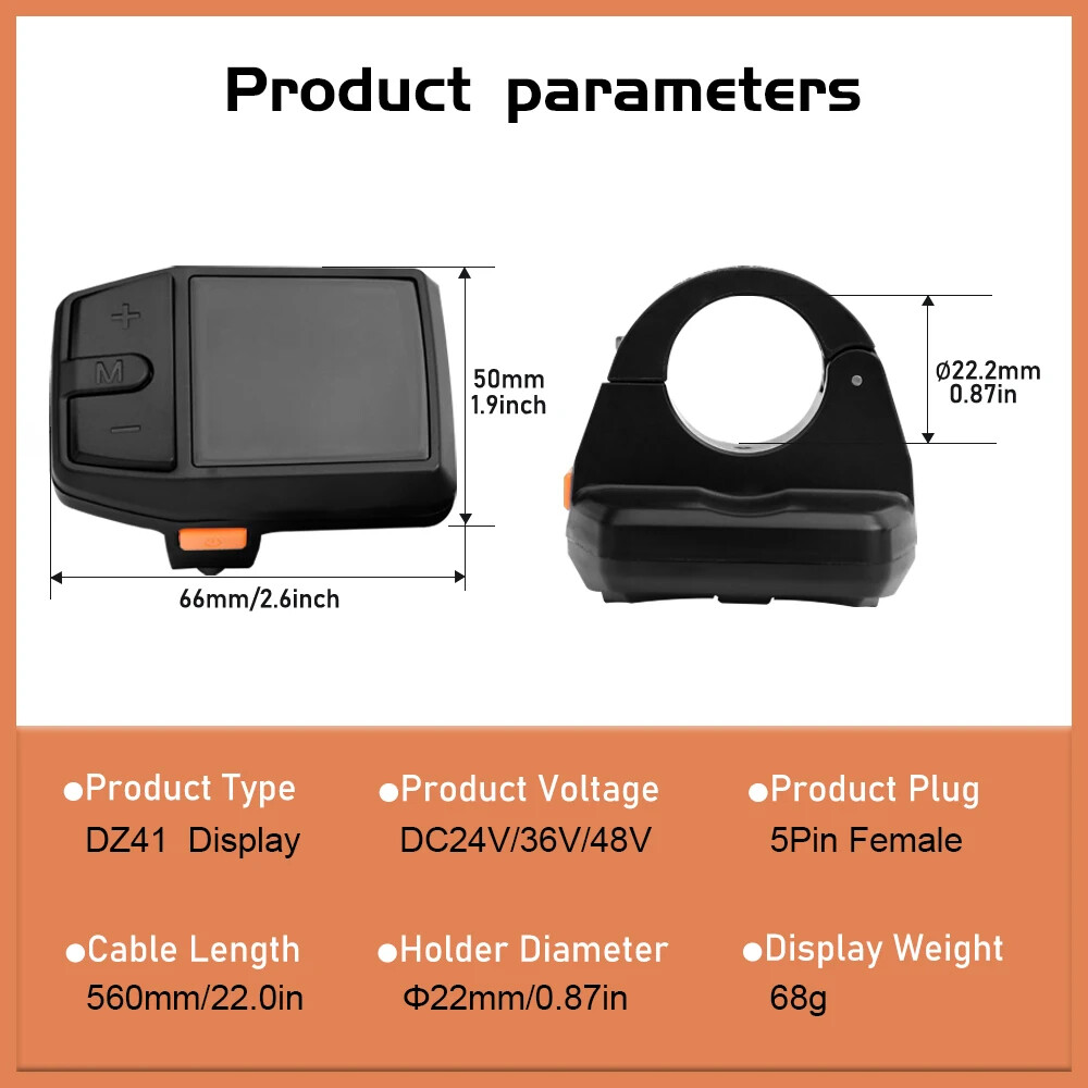 DZ41 E-bike LCD Display for BBS01B BBS02B BBSHD Mid Motor Hub Motor 5PIN Female
