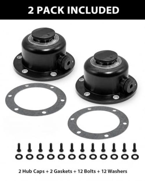 2 Pack Steer Axle Hub Caps, Black, 4.5 in, Replaces 343-4024 1612 1711 | Bolt