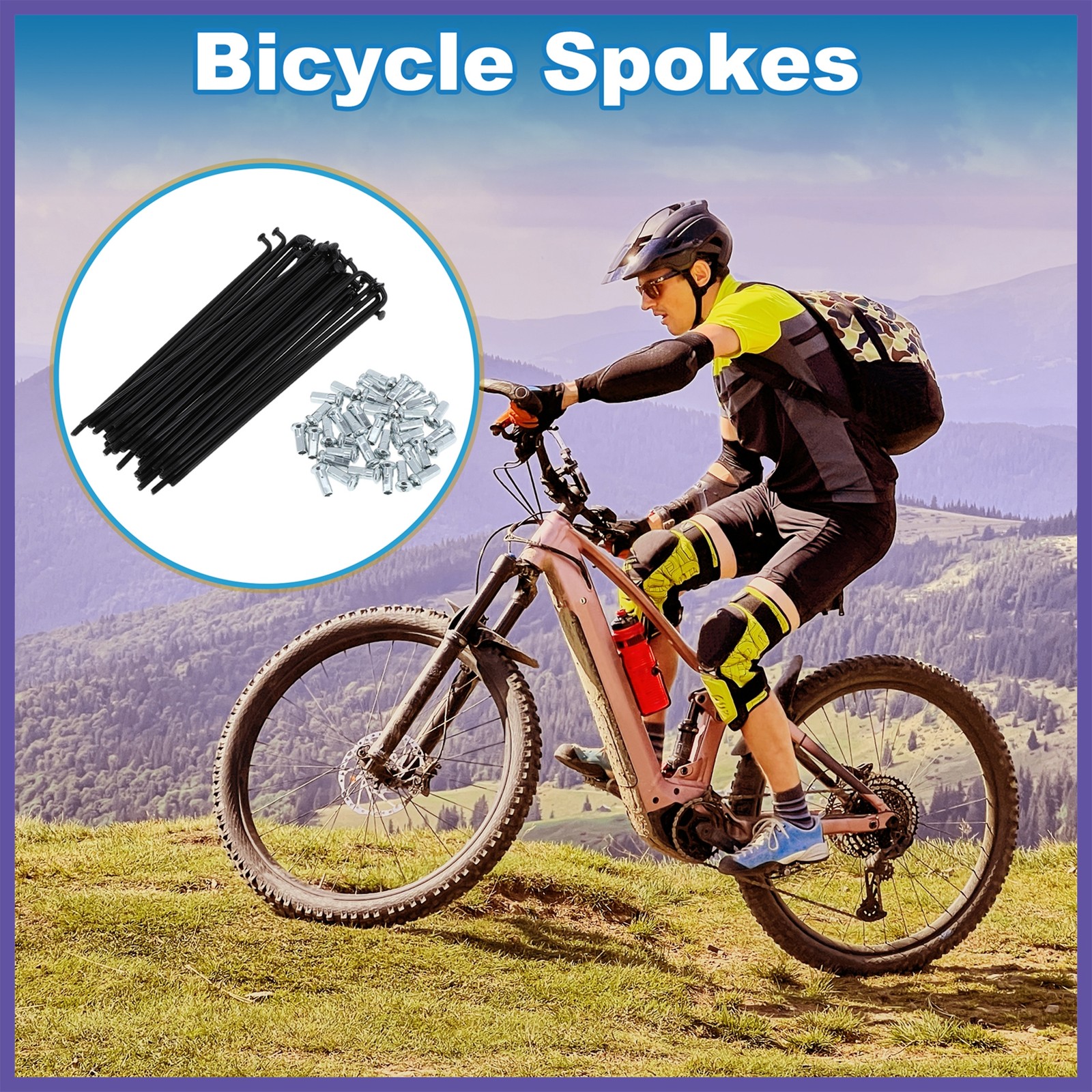 Bicycle Spokes 12G 125mm Length Bike Wheel Spokes Carbon Steel Black 1 Set