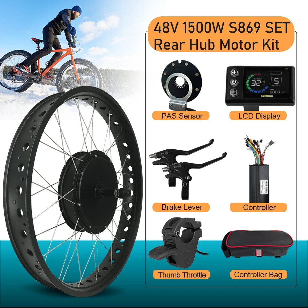 48V 1500W 20 24 26in Snow E-bicycle Fat Brushless Gearless Rear Rotate Hub Motor