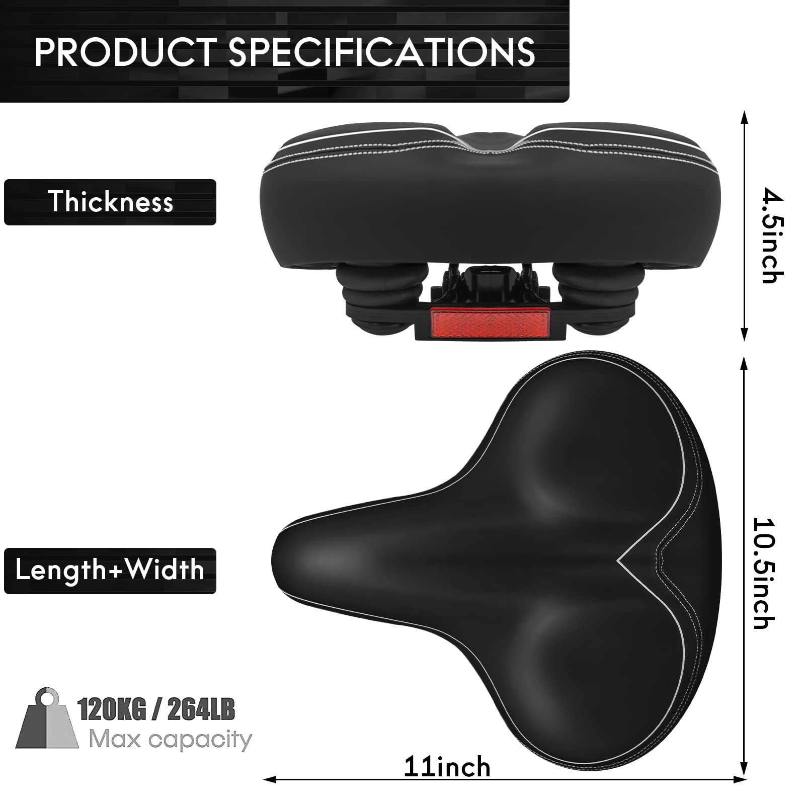 Oversized Bike Seat, Wide Bicycle Seat for Women Men Comfort, Universal Water…