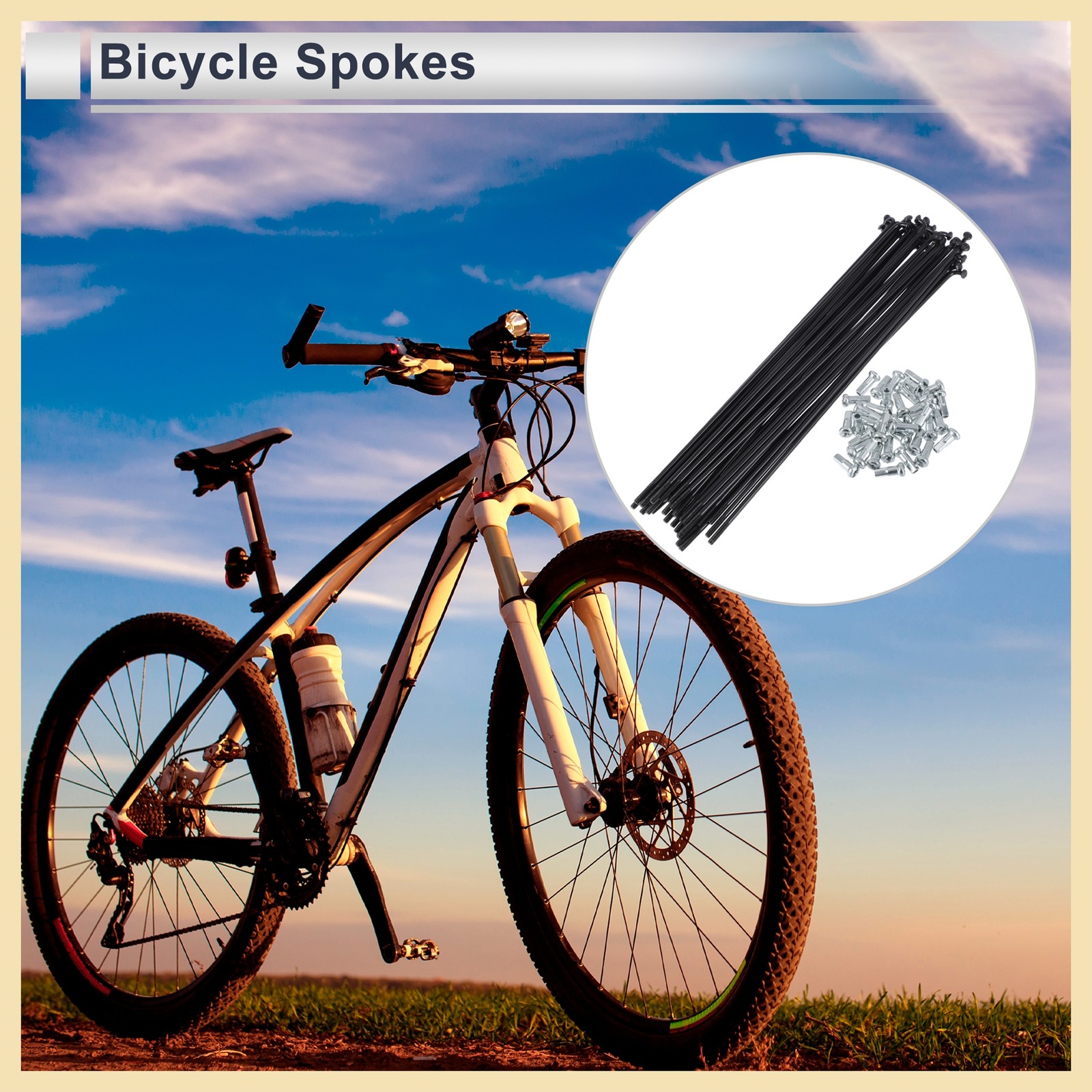 13G 185mm Length Bicycle Spokes Nipple 45 Steel Black Universal