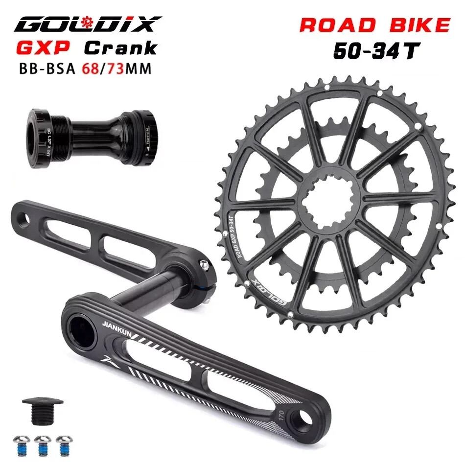 165mm/170mm Ultralight Road Bike Crank Bicycle Crankset Double Chainring 50-34T