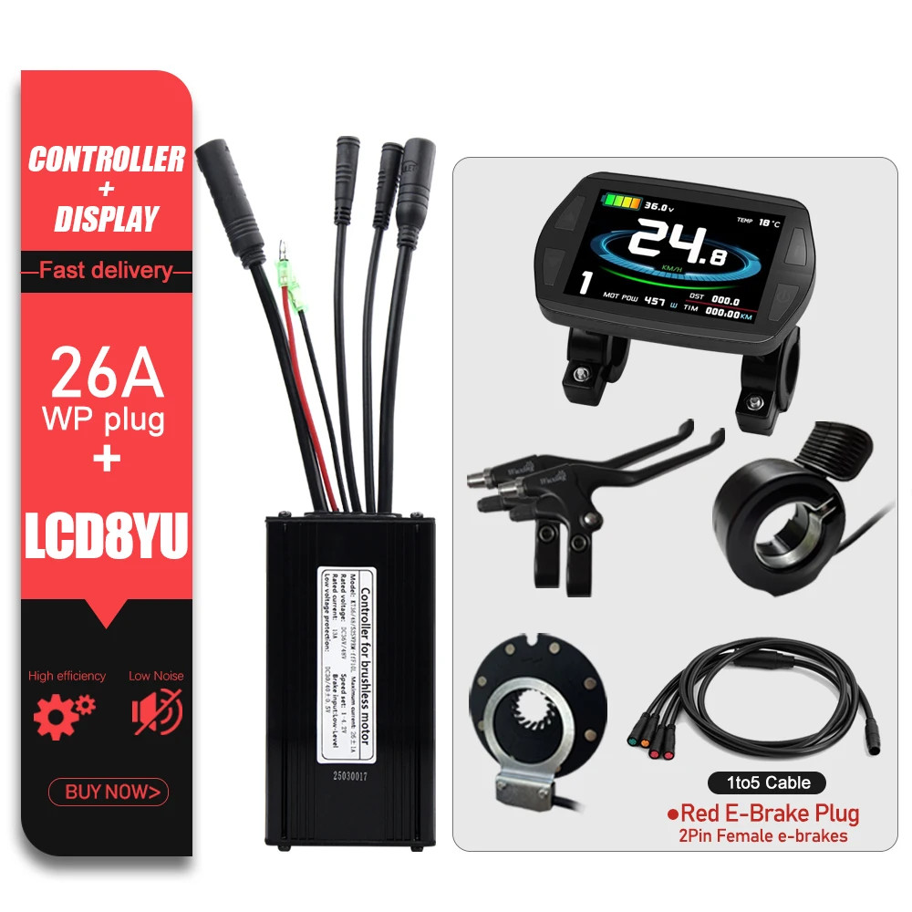 E-bike Controller 36V 48V 52V 26A Waterproof Sinewave Controller 500W 750W