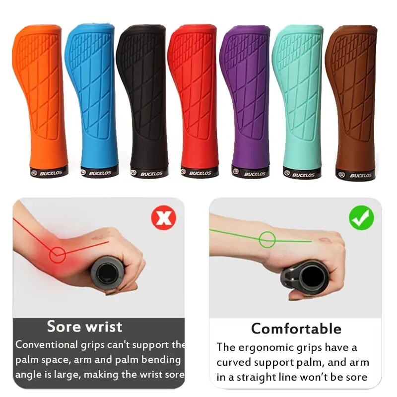 Ergonomic Rubber Bicycle Handlebar Grips Mountain Road Cycling Lock-on Bar Ends