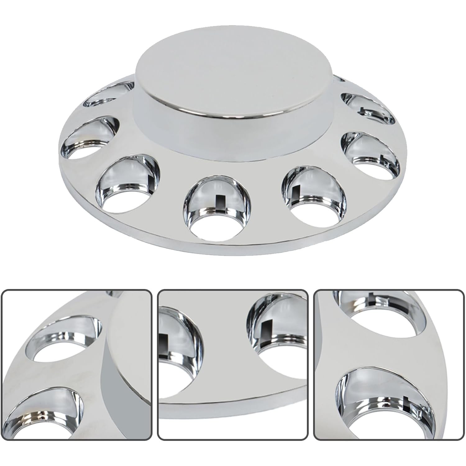 33mm Chrome ABS Axle Cover Complete Set with Removable Chrome Hubcaps and Screws