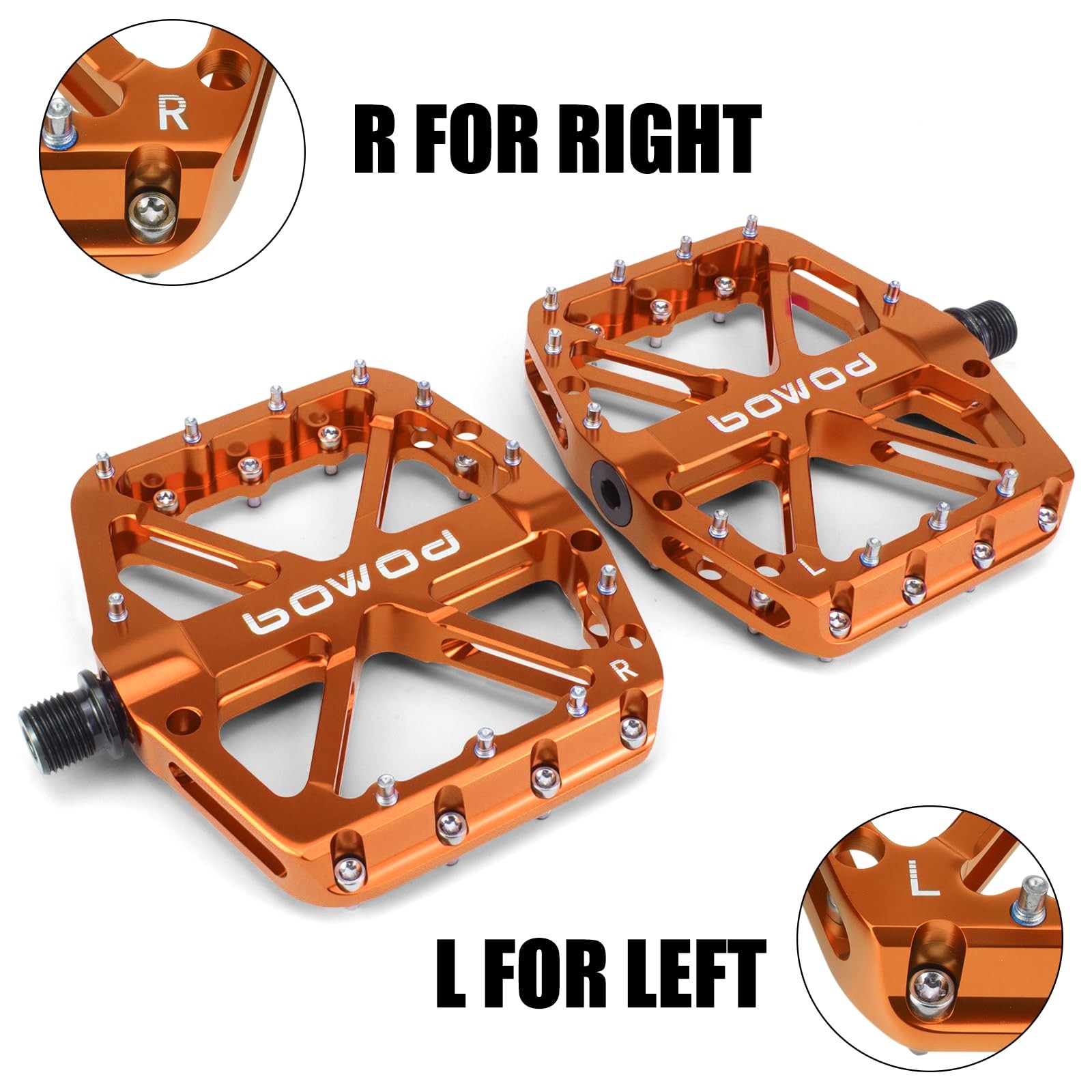 BOWOD Orange MTB Flat Bike Pedals