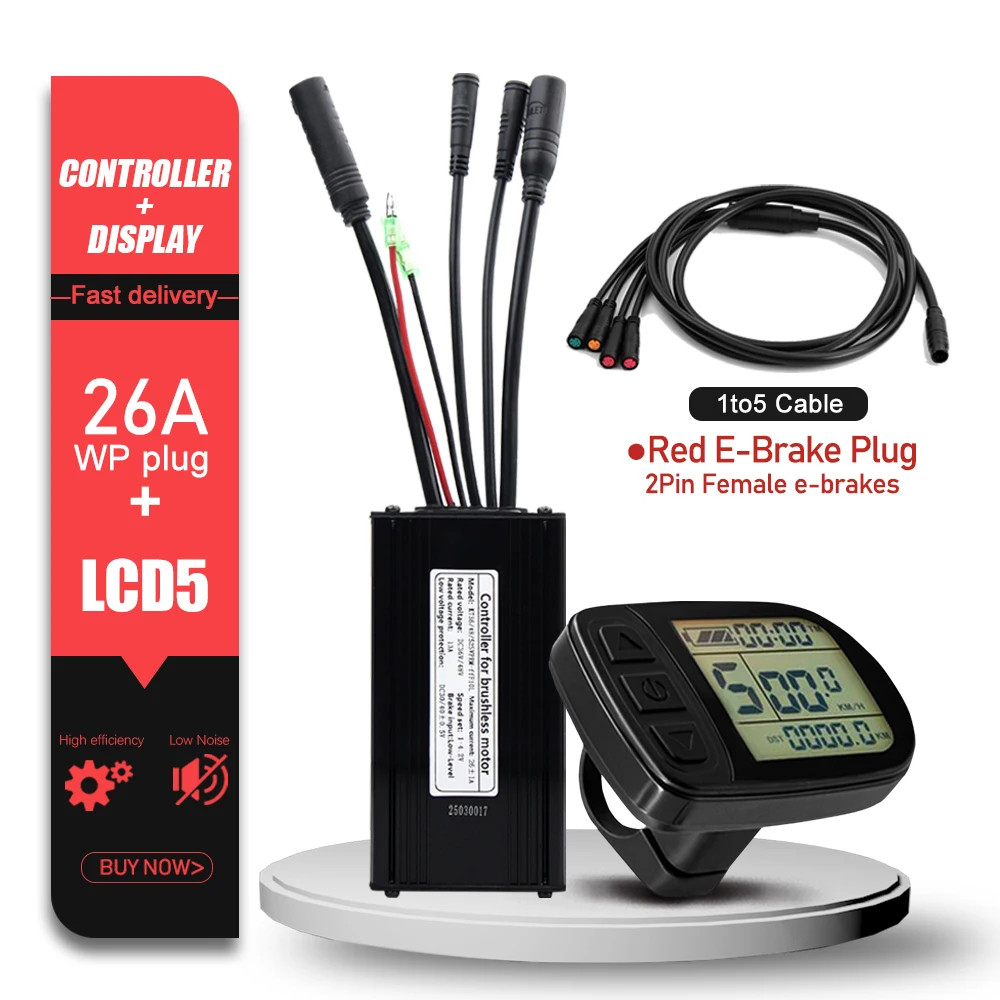 E-bike Controller 36V 48V 52V 26A Waterproof Sinewave Controller 500W 750W