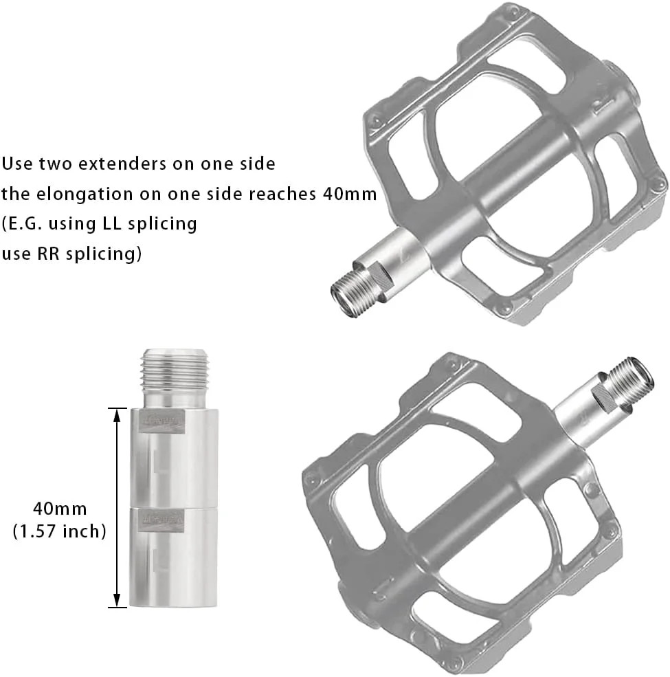 1 Pair Bicycle Pedal Extenders Chrome-Molybdenum Steel Pedal Adapter Fit 9/16 In