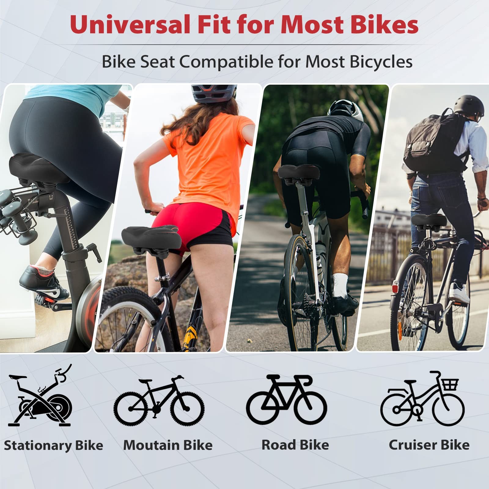 Oversized Seat Compatible with Peloton Bike, Replacement Extra Wide Seat