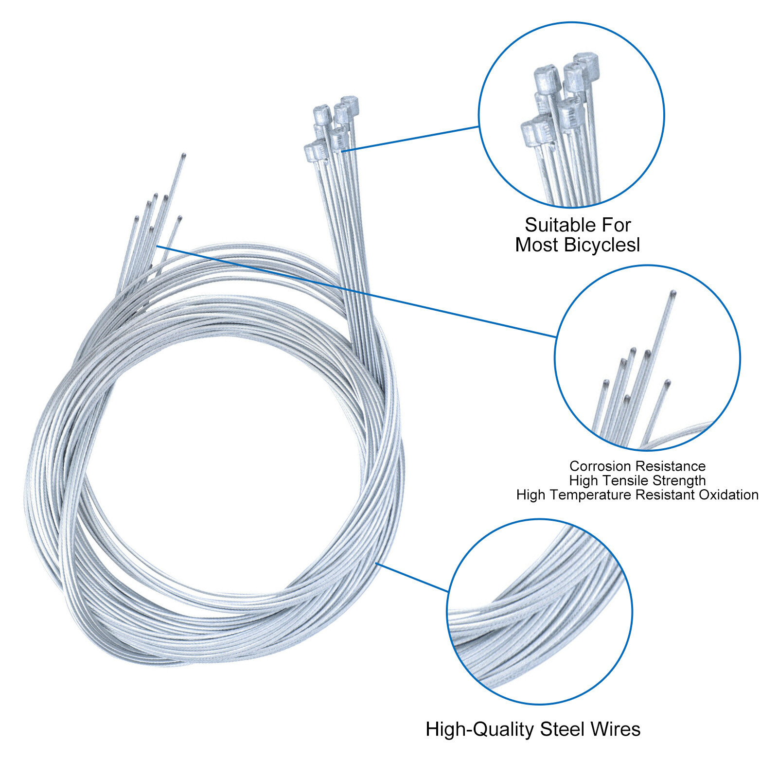 10Pcs 2m Bicycle Shift Cable Shifter Derailleur Gear Stainless Steel Inner Wire