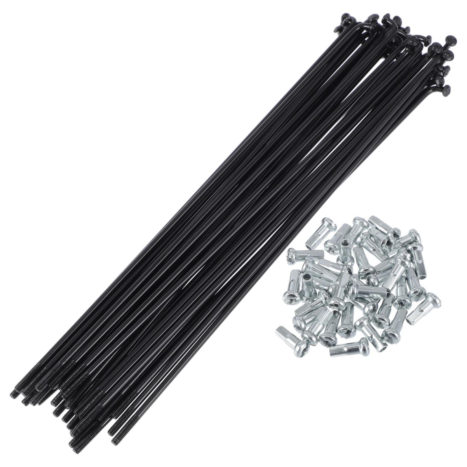 Set of 13G 185mm Bike Spokes with Black Steel Nuts for Universal