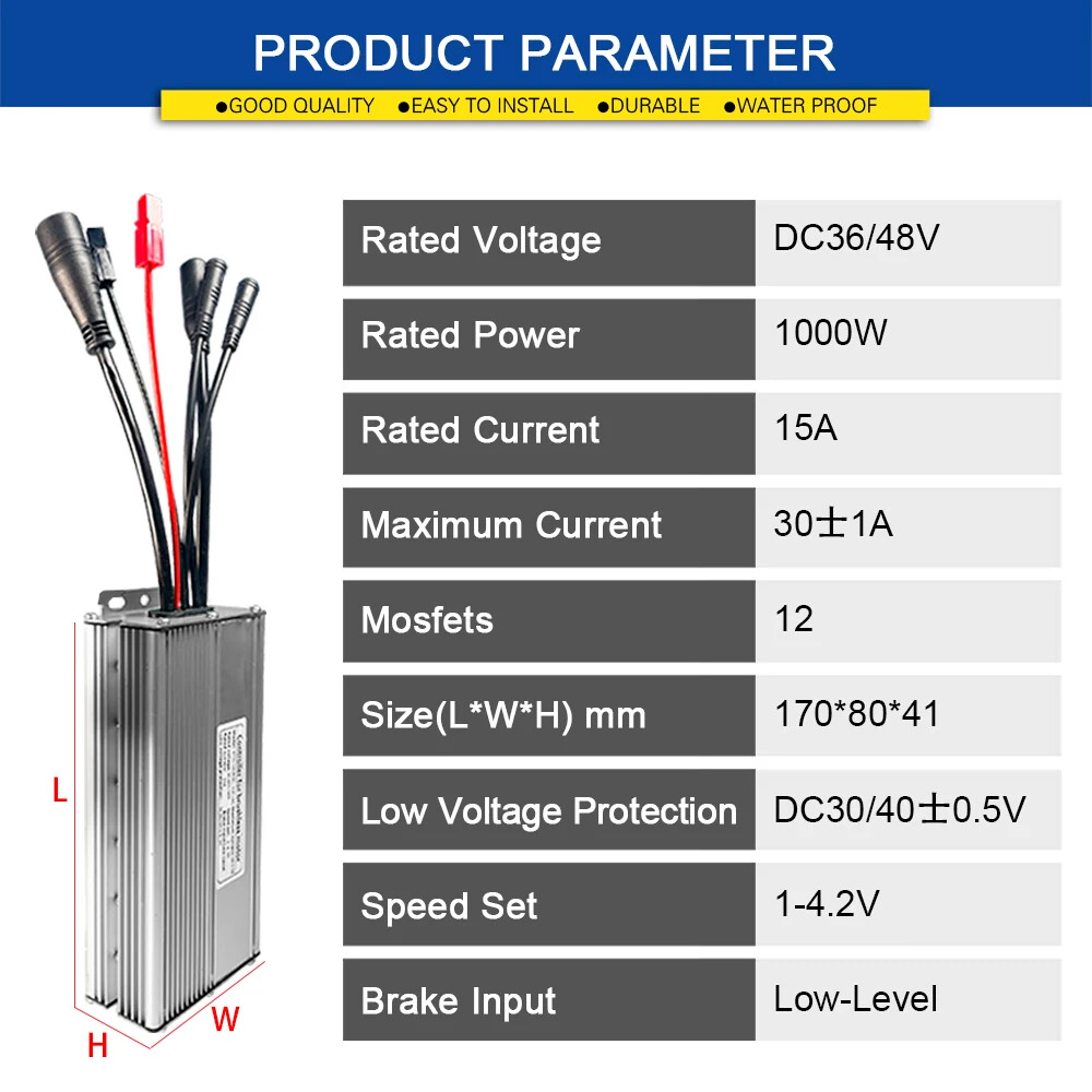 36V/48V 30A Electric Bicycle Tricycle E-Scooter Controller for 1000W Hub Motor