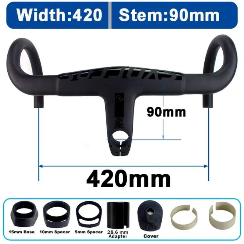 Carbon Fiber One-piece Handlebar with Stem Diameter 31.8/28.6mm Road Bike Parts