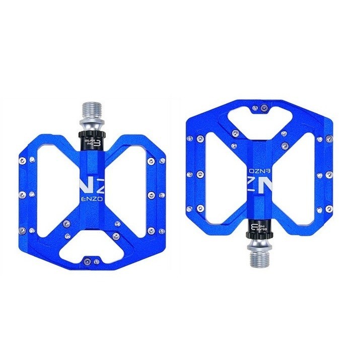 ENZO Aluminum Road MTB Mountain Bike Bicycle Pedal 3 Bearings Flat Pedals Blue