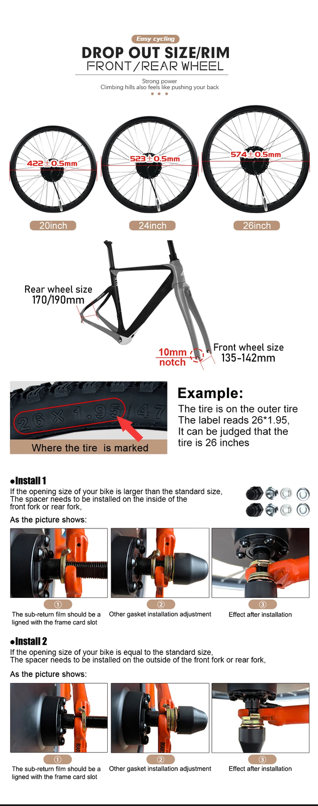 48V 500W 1000W 1500W 3000W 20 26inch Hub Motor for Snow E-bike Conversion Kit