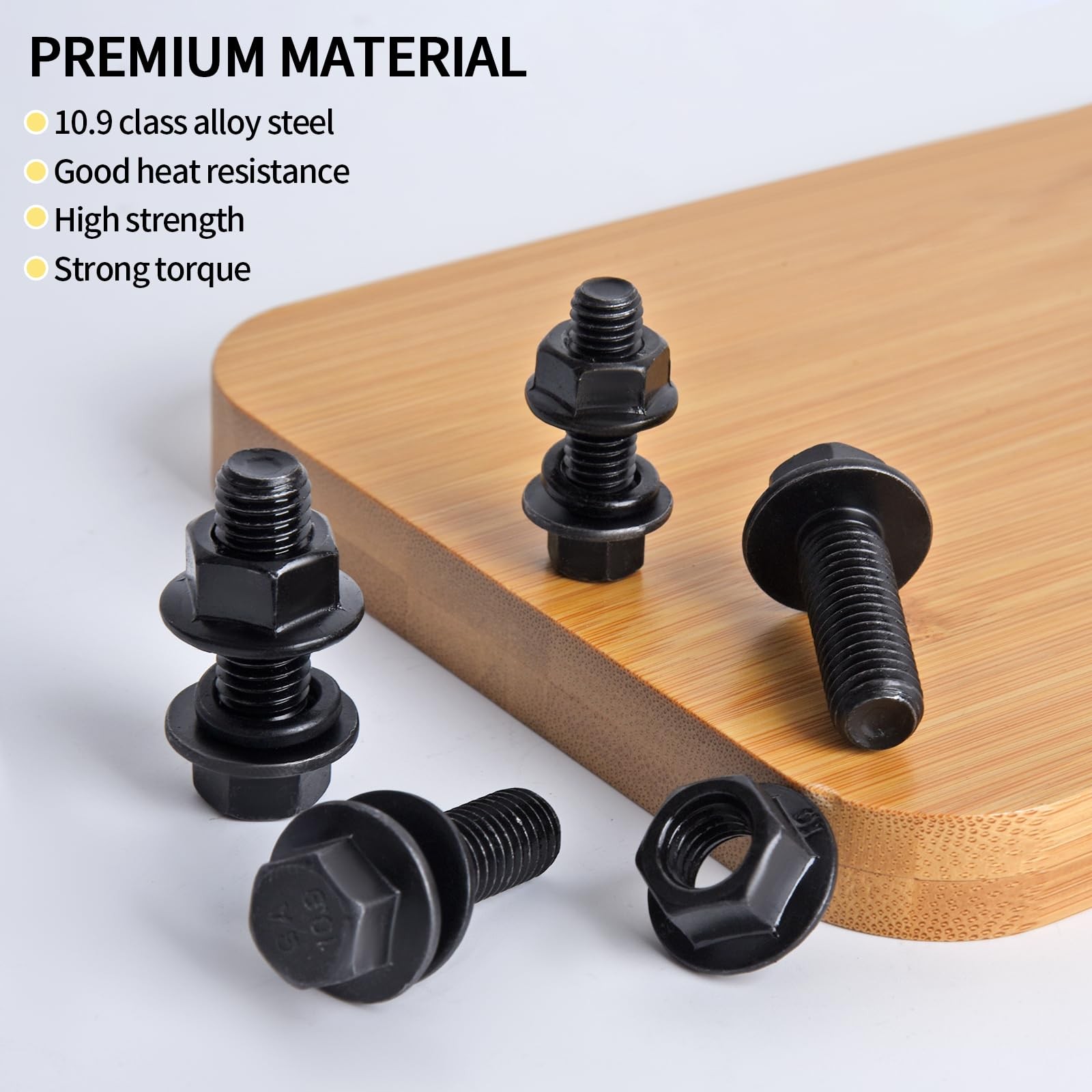 Gternity 292PCS M6 M8 M10 Flange Bolts Nuts Assorted Hex One Size, Black