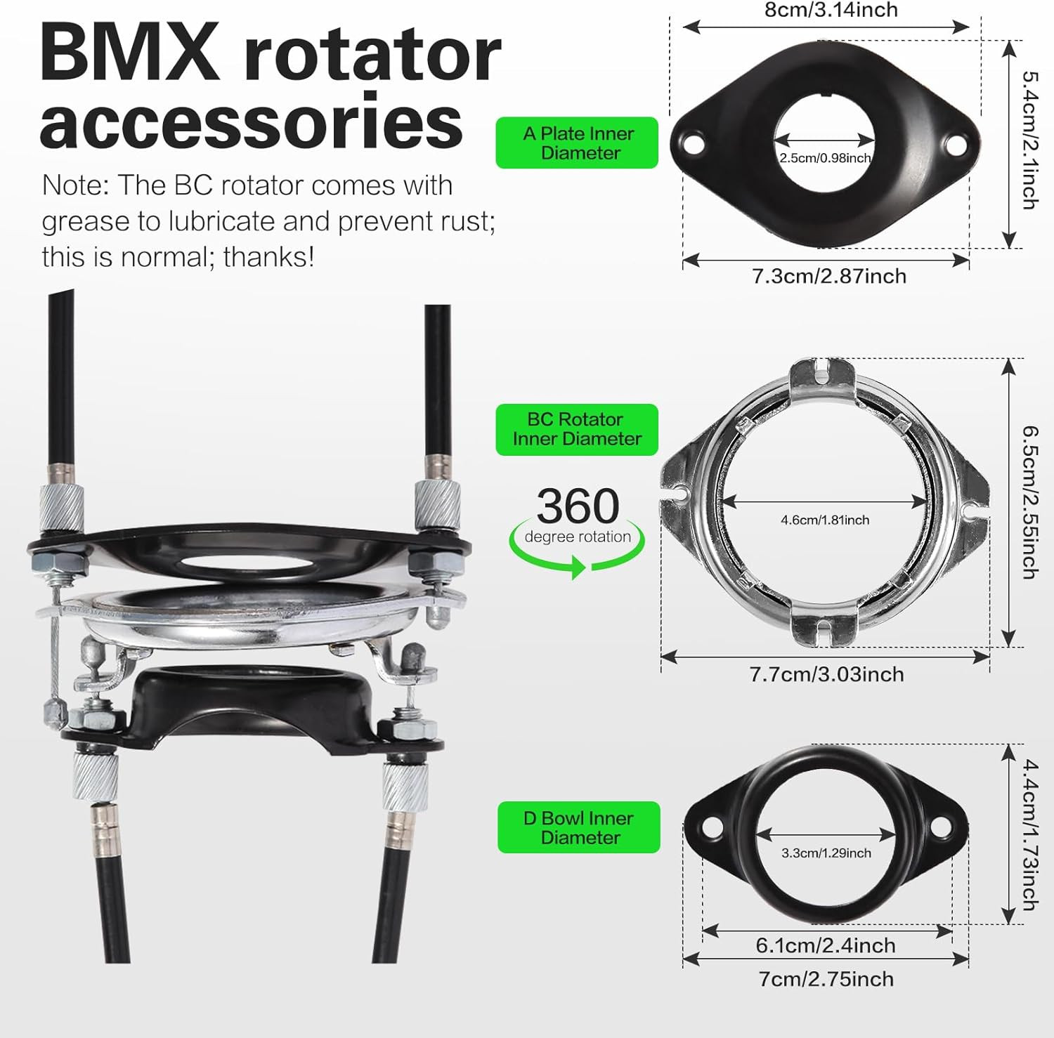 BMX Bike Gyro Brake Cables Front + Rear with Spinner Rotor Full Kit, BMX