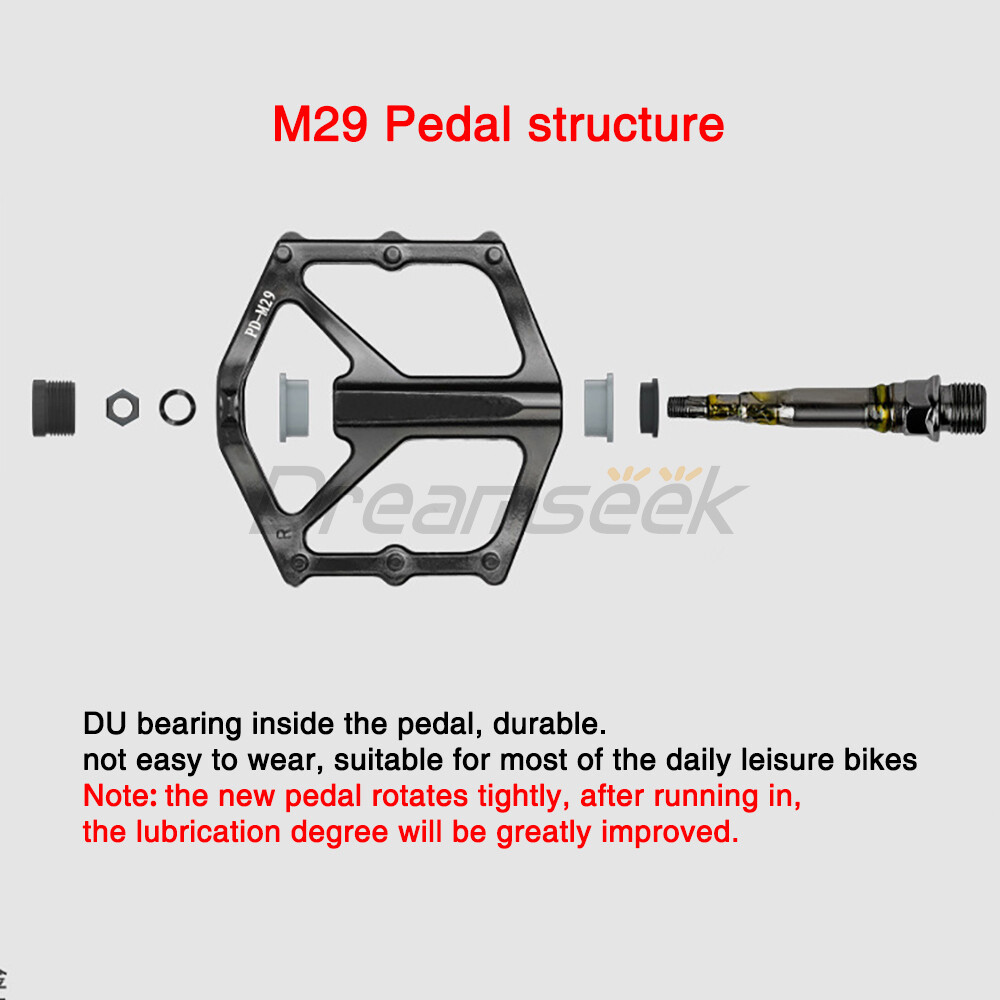 MTB Bike Pedal 9/16″ DU Bearing Sealed Flat Platform Mountain Bicycle Aluminum