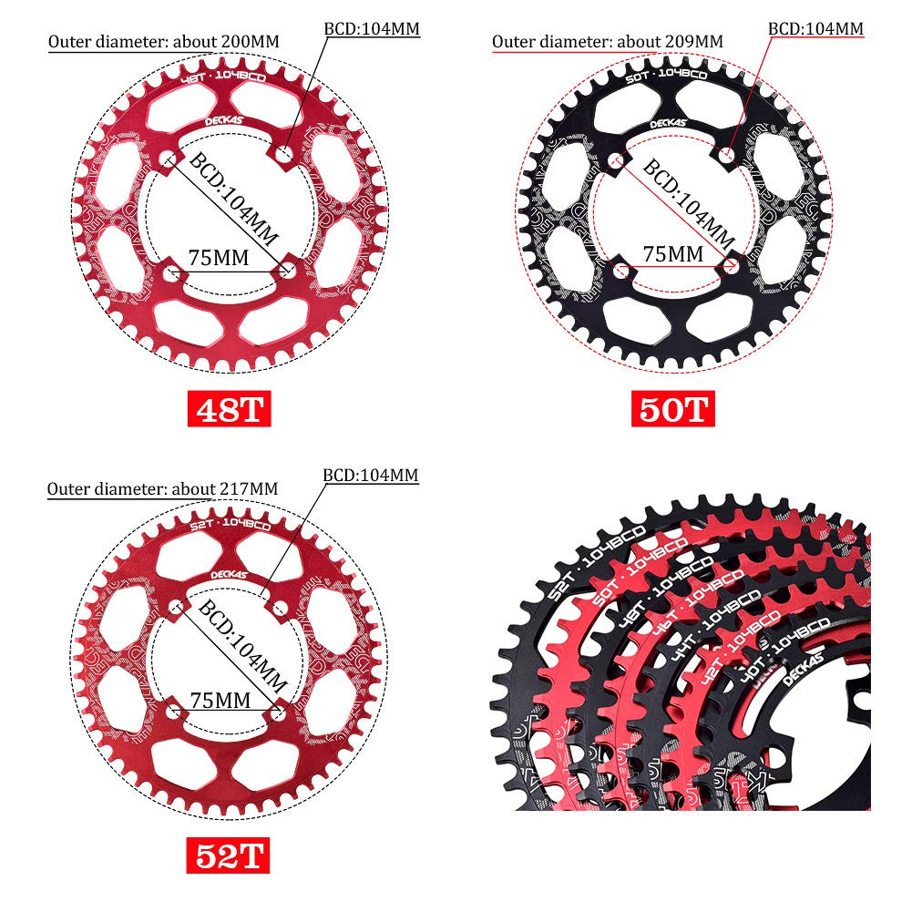 Round Chainring 104BCD 40T 42T 44T 46T 48T 50T 52T Narrow Wide Chainring for 7 8