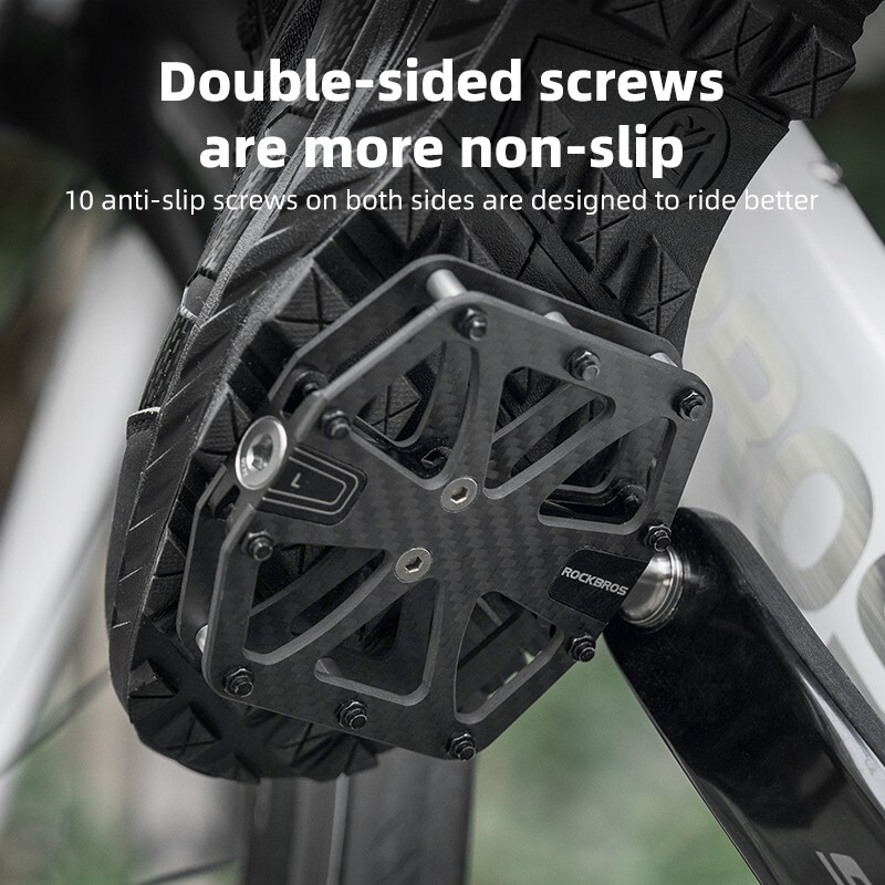 ROCKBROS Bicycle Carbon Pedal Titanium Axle Super Light 3Bearing Anti-Skid Pedal