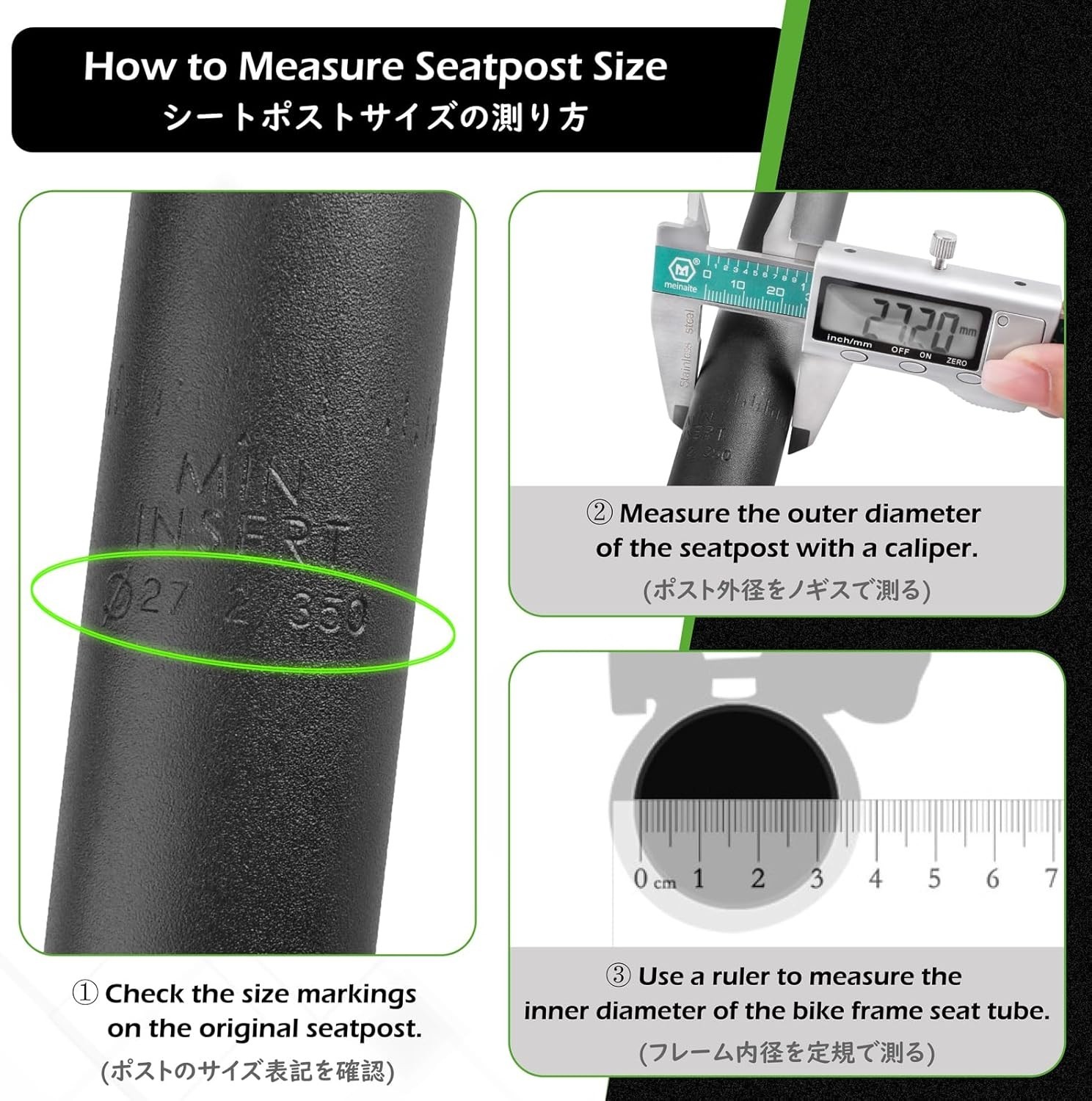Bike Seat Post 25.4mm 27.2mm 28.6mm 30.4mm 30.8mm 31.6mm Aluminum 350mm Lengt…