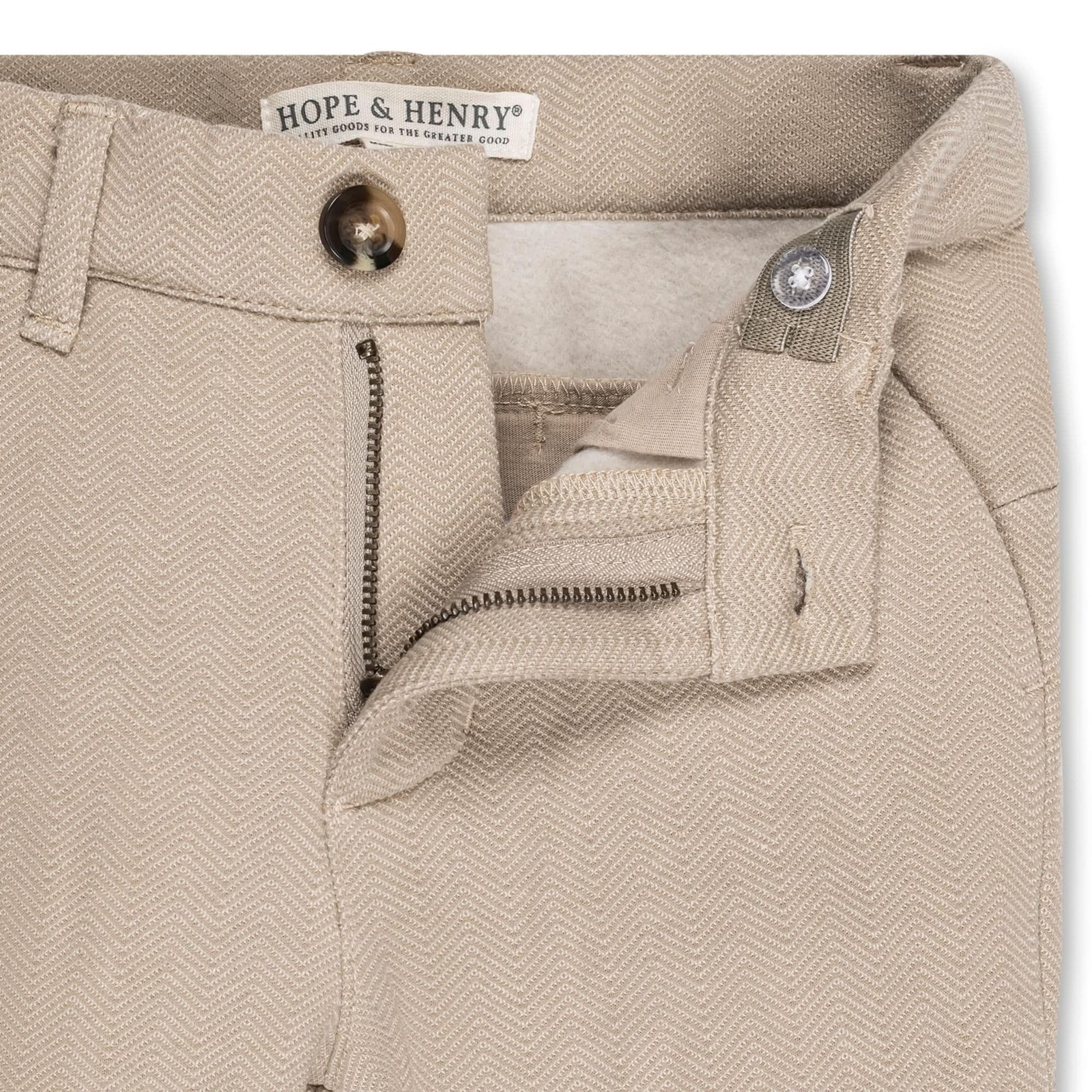 Hope & Henry Boys’ Dressy Suit Pant 12-18 Months Taupe Herringbone Fleece