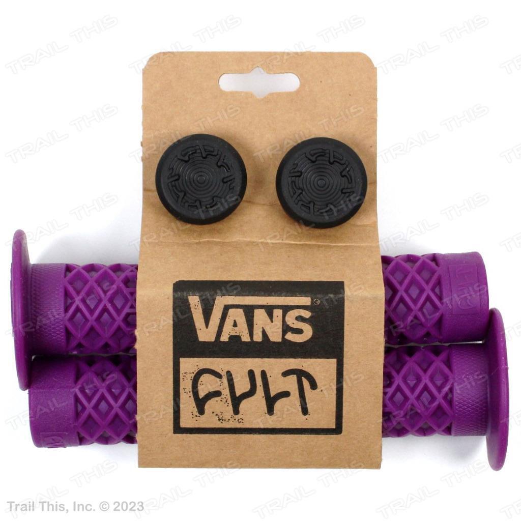 Cult X Vans Flanged – Purple – BMX Bike Grips w/ End Plugs Waffle Pattern 150mm