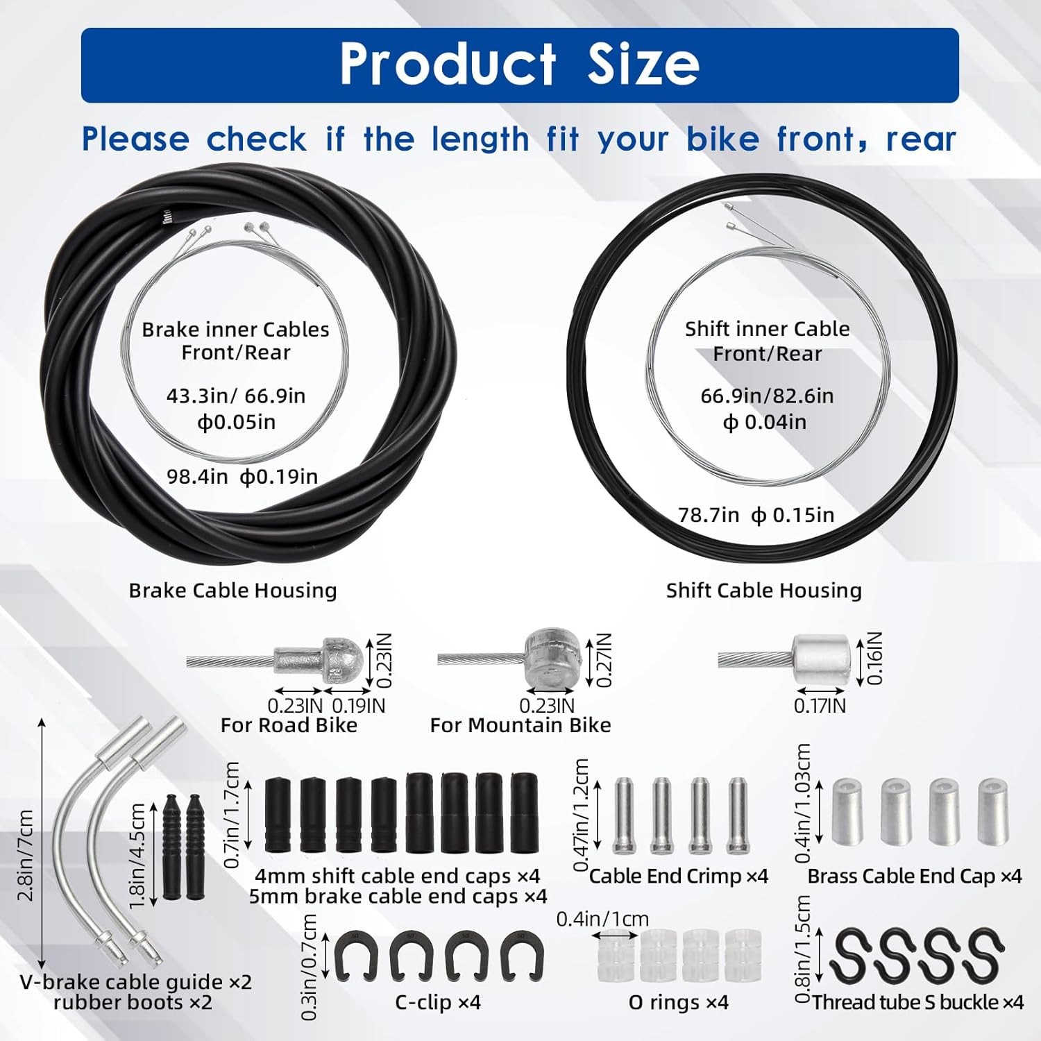 Universal Bike Brake & Shift Cable Housing Kit MTB Road Bicycle Repair End Caps