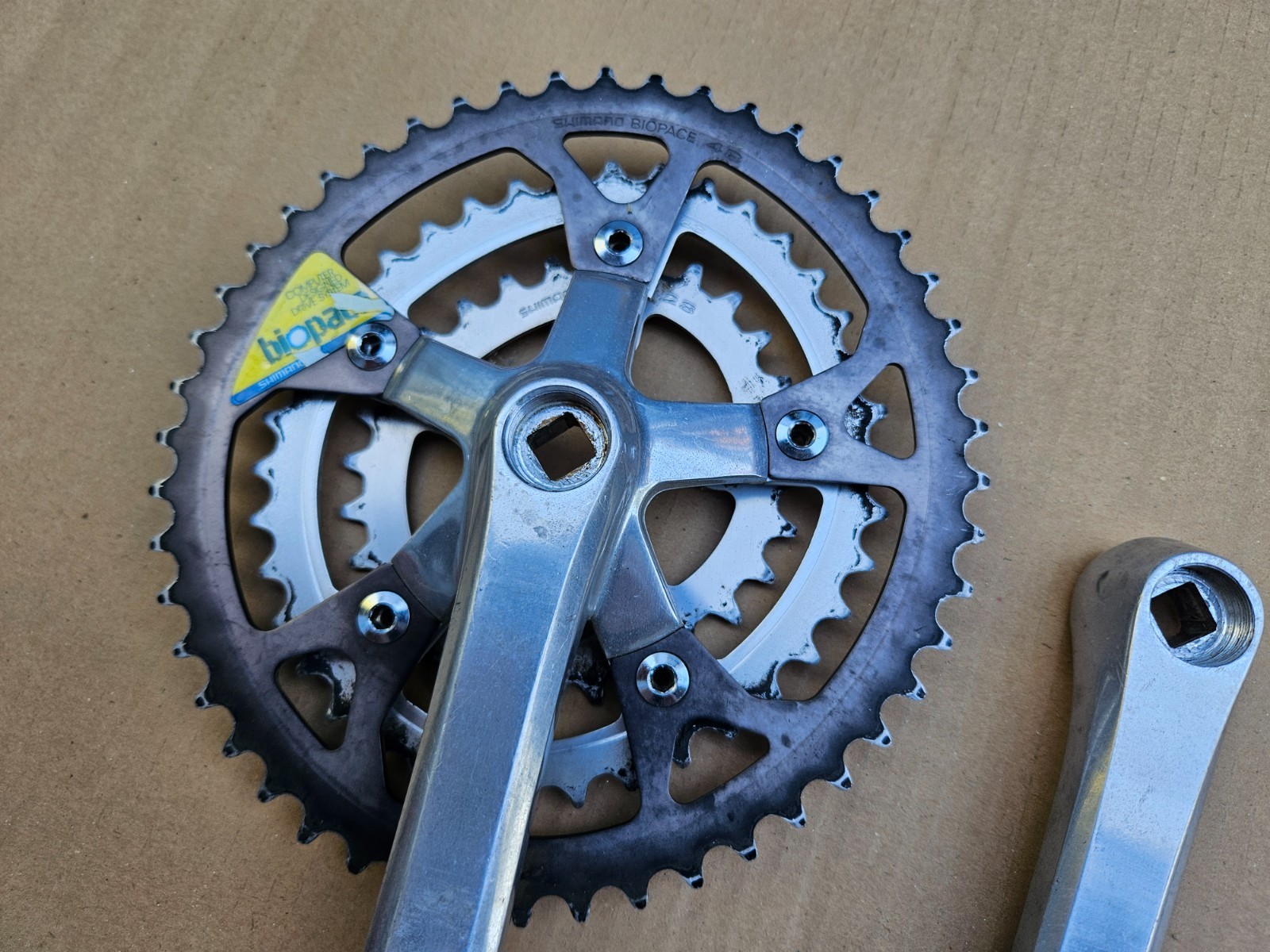 Vintage Shimano FC-B124 BioPace Triple Mountain Crankset 175mm 48/38/28 XT Japan