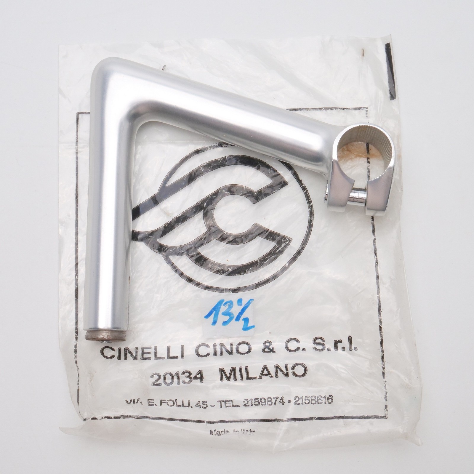 NOS Cinelli 1A Stem Quill 135mm Milano Logo 26.4 Silver 1″ Threaded Vintage