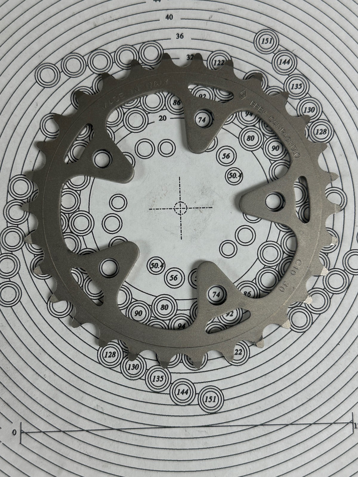 NOS Campagnolo Chainring Racing-T 30T, 74mm BCD
