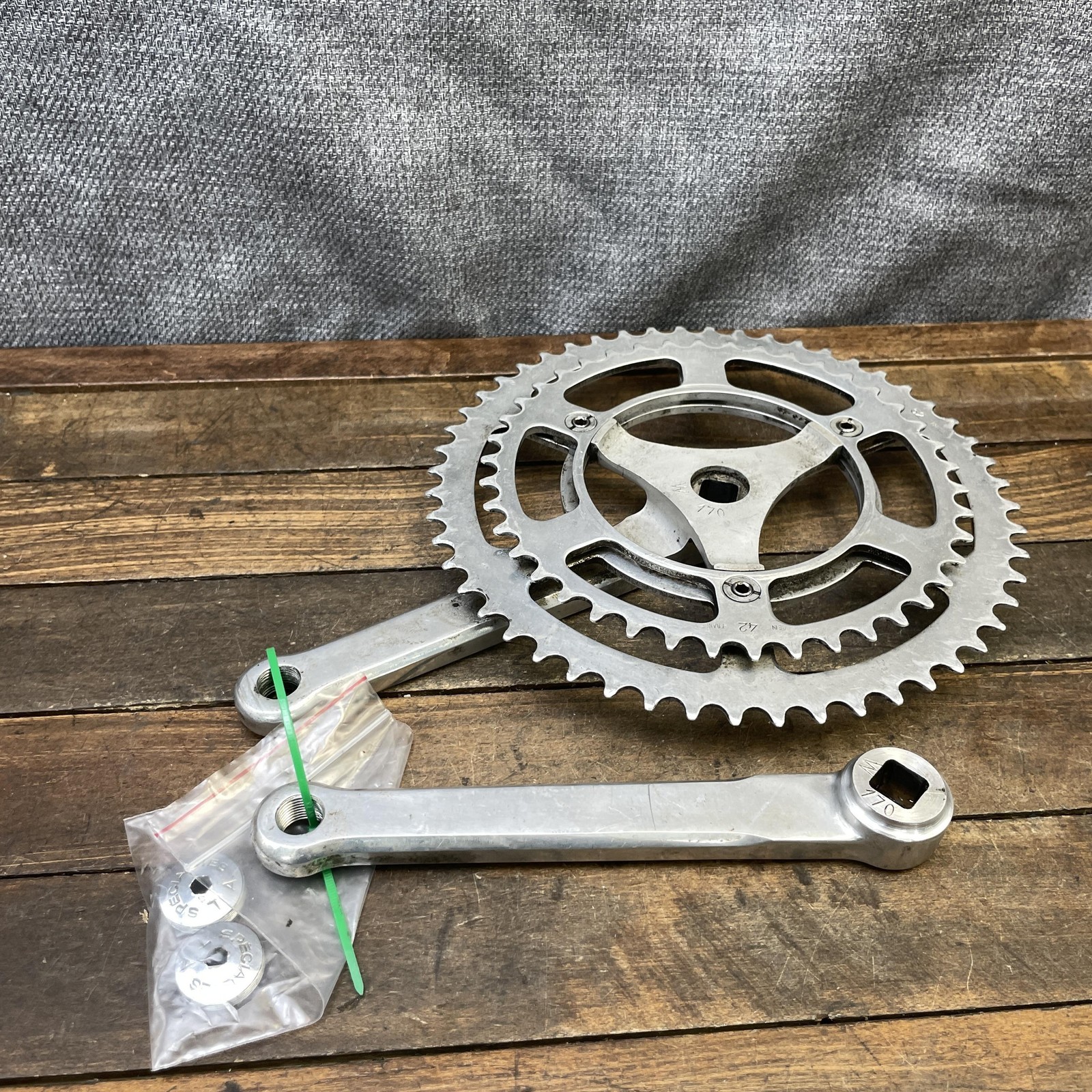 Vintage Specialites TA Professional Crankset 170mm Double 52/42t Caps 3 Arm