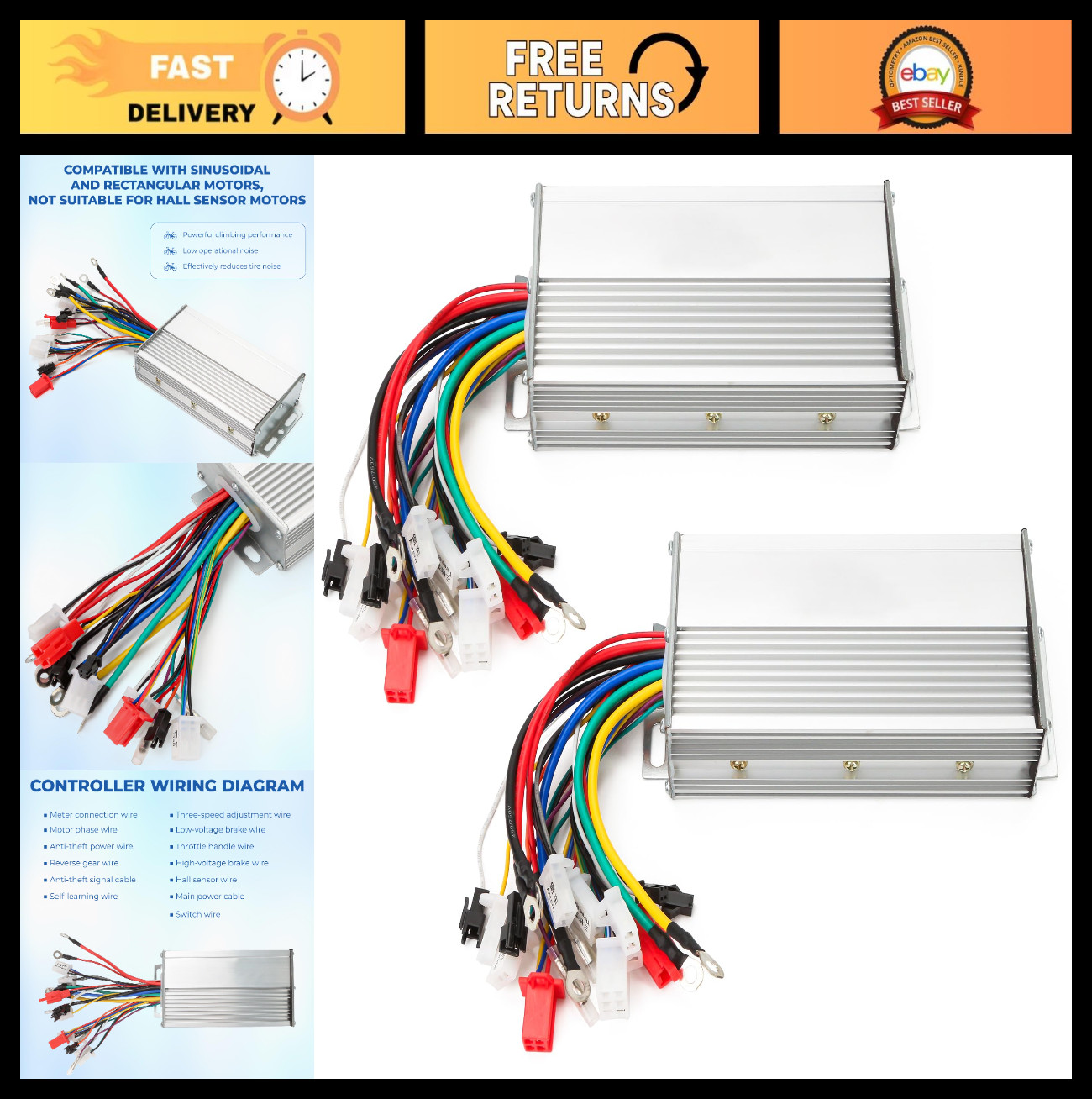 Dual Mode 12-Tube 48V-72V Brushless Motor Speed Controller for E-Bike/Scooter