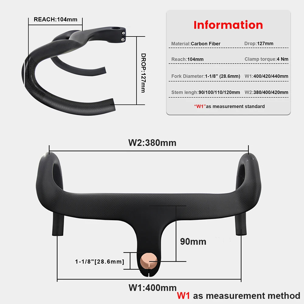 Full Carbon Fiber Road Bicycle Integrated Handlebar 3K Matte Bicycle Parts