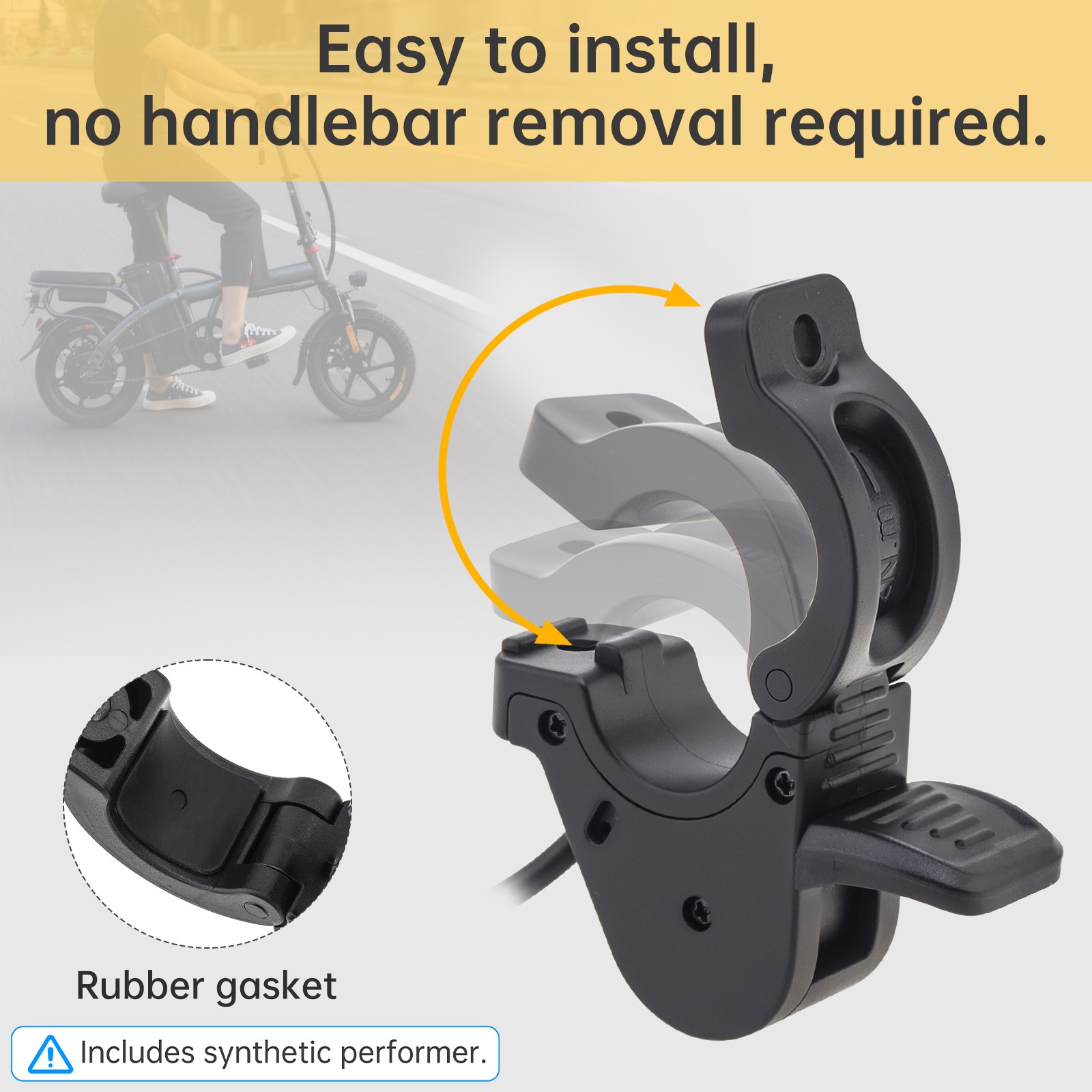 3 Pin Female Thumb Throttle for E-Bikes, IPX4, 24V-72V, Matte Black, 22mm