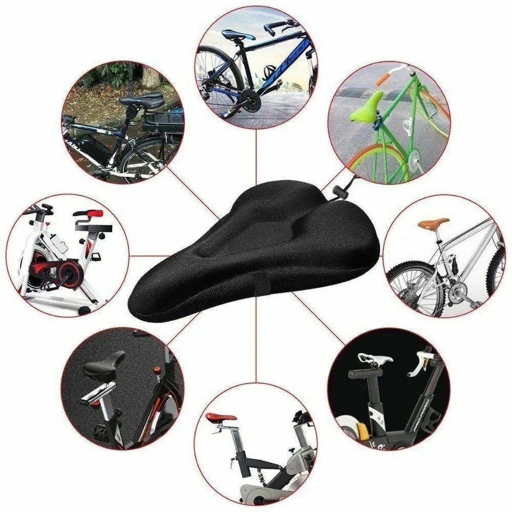 Soft Padded Bicycle Wide Seat Cover Gel Cushion Sporty For Mountain Bike Saddle