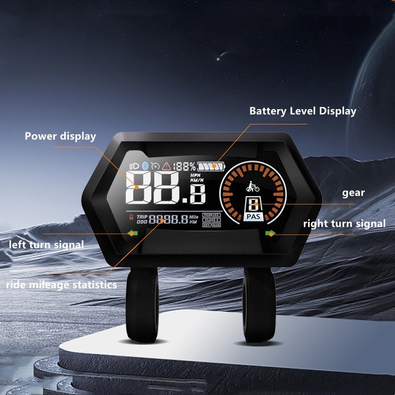 E-Bike Compatible M9 Smart LCD Color Screen with light wire 5PIN+2PIN SM plug.