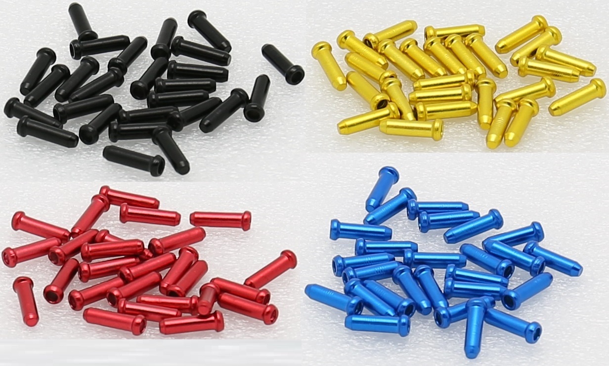 BLUE, BLACK, RED, GOLD, 25 each Bike Bicycle Shift Brake Cable End Tip Cap Crimp