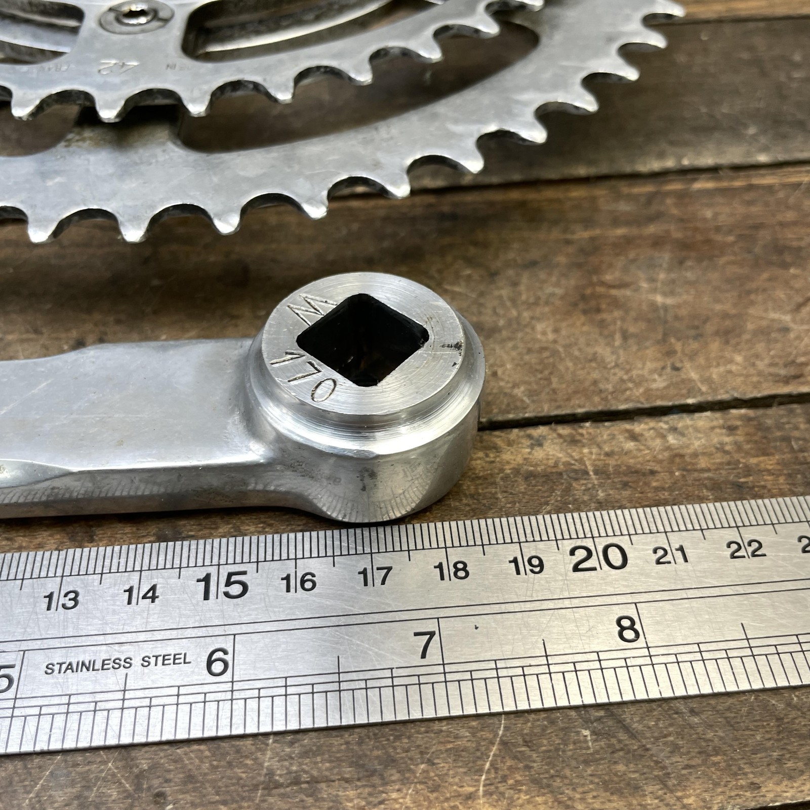 Vintage Specialites TA Professional Crankset 170mm Double 52/42t Caps 3 Arm