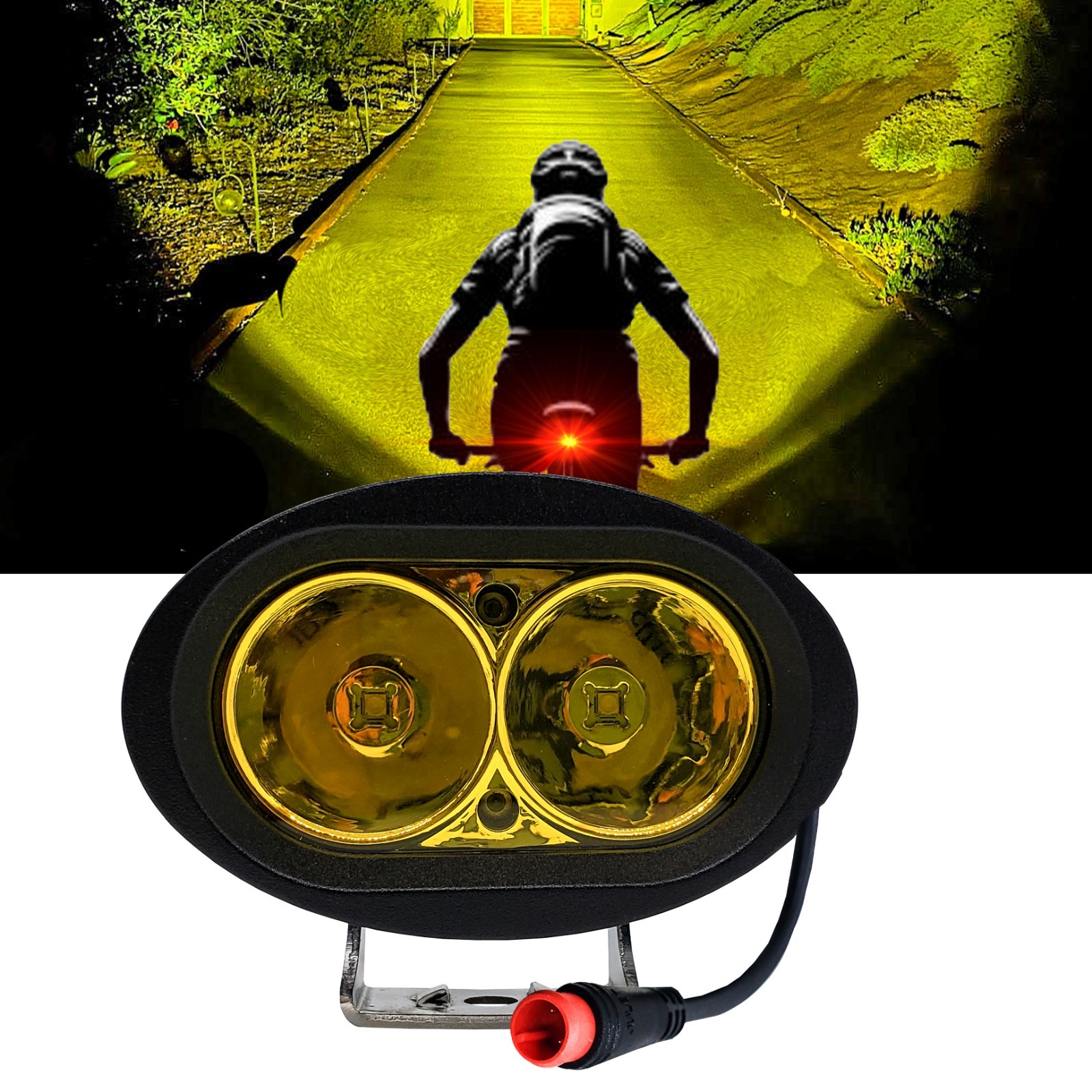 Fluorescent Yellow LED Headlight 2-Pin Julet Plug Lectric Aventon Juiced E-Bikes