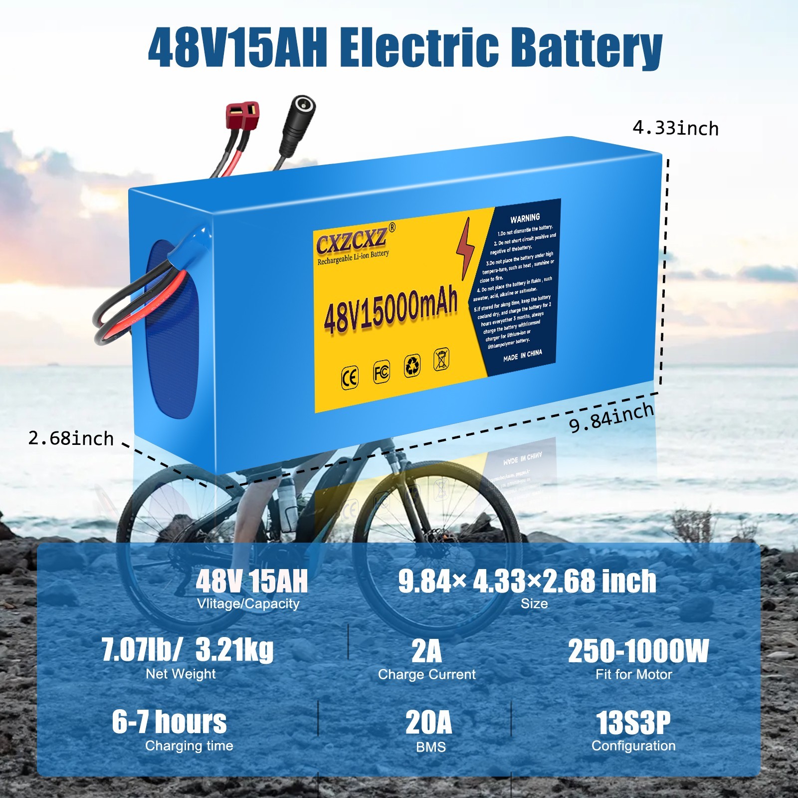 48V 15Ah Lithium ebike Battery for 200W-1000W ebike Bicycle Electric Scooter 20A