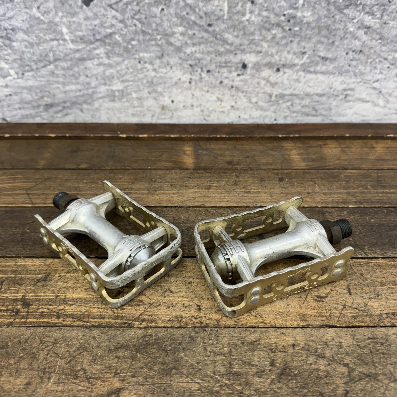 Vintage KKT Lightning BMX Bike Pedals 9/16 Gold 1980s Old School Race Bike Fade