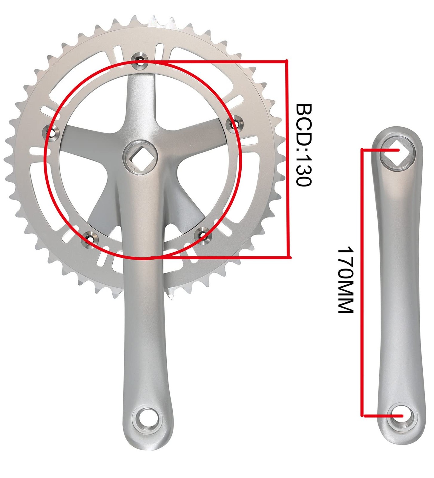 Urban Folding Bicycle Crankset Single Speed 46T 130BCD Crank Arms Set Silver