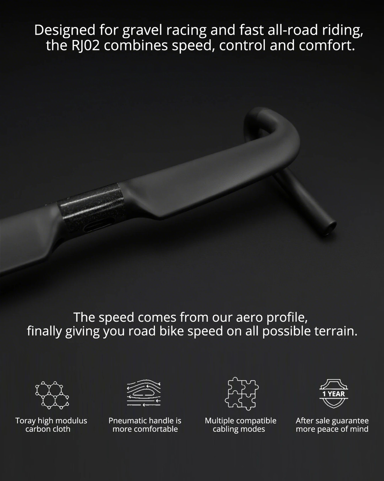 Carbon Aero Gravel Bike Handlebar Full Internal Cable 31.8mm Drop Bar